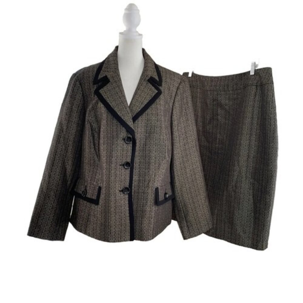 Jones Studio Separates 2 Pc Skirt Jacket Suit Size 16W Metallic Tweed NEW NWT
